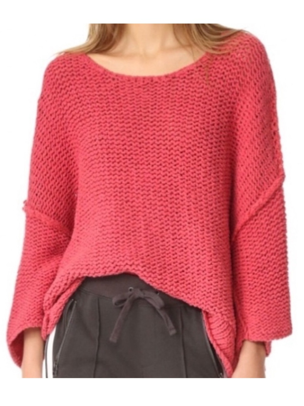 Free People Halo Chunky Knit Sweater- Raspberry